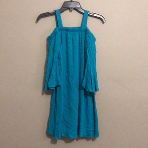 Teal off the shoulder dress